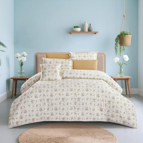 مفرش قطن صيفي مزدوج 8 قطع - زافيرا - كريمي - بيج غ...