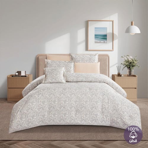 مفرش قطن صيفي مزدوج 8 قطع - زافيرا -اف وايت - بيج