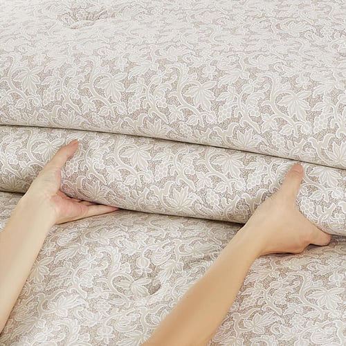 مفرش قطن صيفي مفرد ونص ٤ قطع - نولين - بيج - ابيض