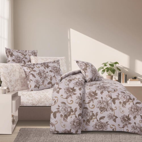 مفرش صيفي مقاس كوين وجهين ٧ قطع - فيفيان - رصاصي ف...