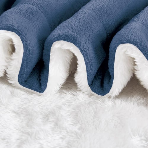 بطانية مخمل وفرو ماريو 200 × 230 - كحلي