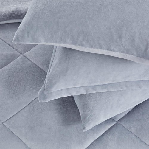 مفرش شتوي مزدوج مخمل فرو 6 قطع - جوانا -رصاصي