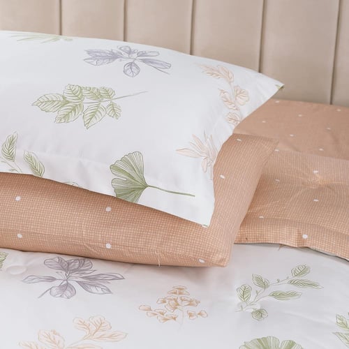 مفرش صيفي مفرد ونص 4 قطع - ليتون - أبيض - برتقالي