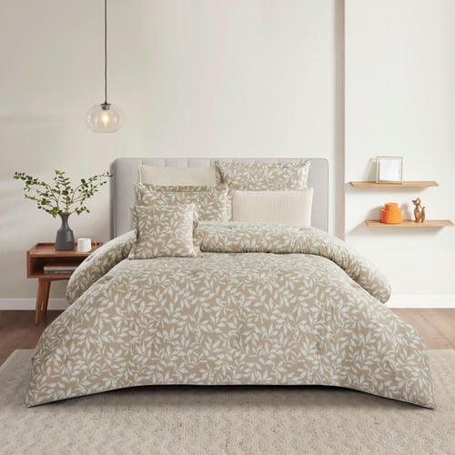 مفرش قطن صيفي مقاس كوين 8 قطع - نوفارين -بيج غامق...