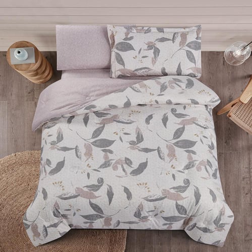 مفرش صيفي مفرد ونص 4 قطع - ليتون - كريمي - رمادي ف...