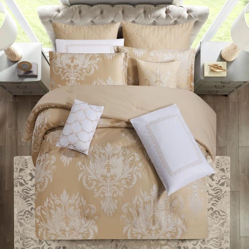 مفرش صيفي فاخر مزدوج جاكار مطرز 12 قطعة – كاسيانا...