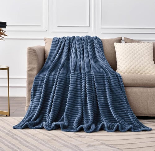 بطانية مخمل محفور اكاسيا 200 × 230 -كحلي