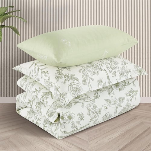 مفرش قطن صيفي مفرد ونص 4 قطع - فاليريا -سكري - اخض...