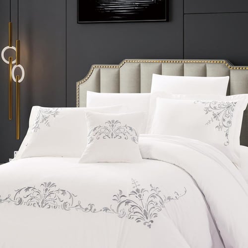 مفرش قطن مطرز حشوة متحركة صيفي مزدوج 9 قطع - لينوف...