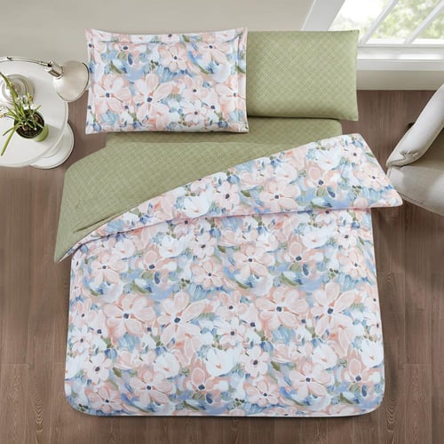 مفرش صيفي مفرد ونص 4 قطع - ليتون -زهري - اخضر