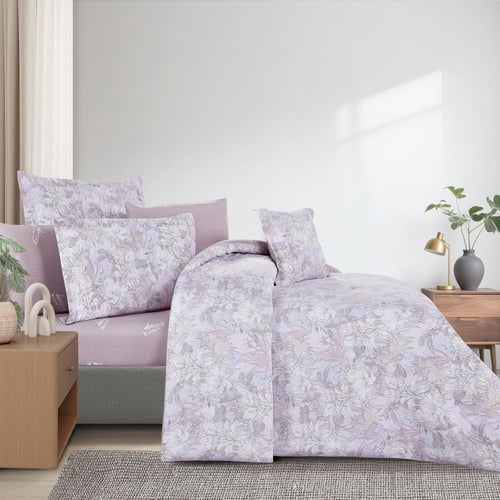 مفرش قطن صيفي مزدوج 8 قطع - افاليون - زهري فاتح -...