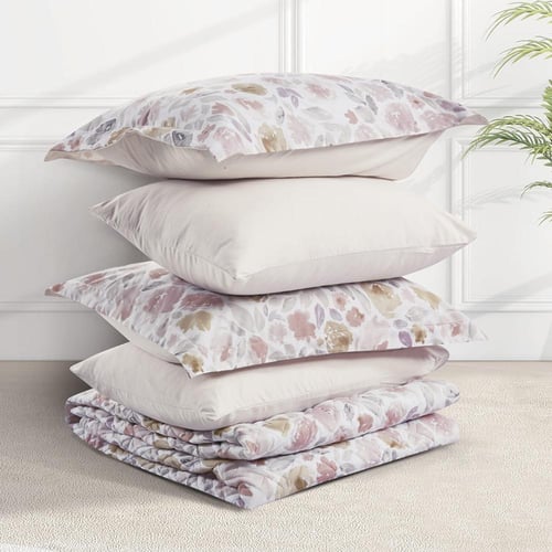 مفرش صيفي مزدوج حشوة مضغوطه 6 قطع - لونيا- ابيض -...