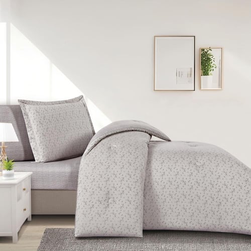 مفرش قطن صيفي مفرد ونص ٤ قطع - نولين -رمادي