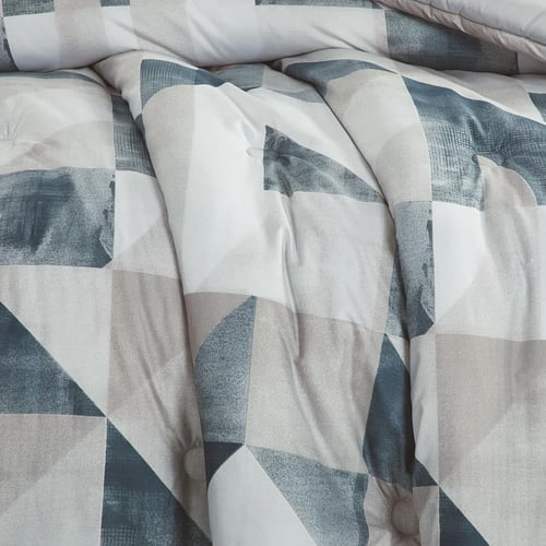 مفرش صيفي مفرد ونص وجهين 4 قطع - سيلون - رصاصي