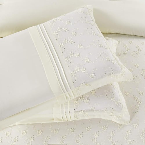 مفرش صيفي مزدوج مطرز مزين بالدانتيل 7 قطع - ايسولد...