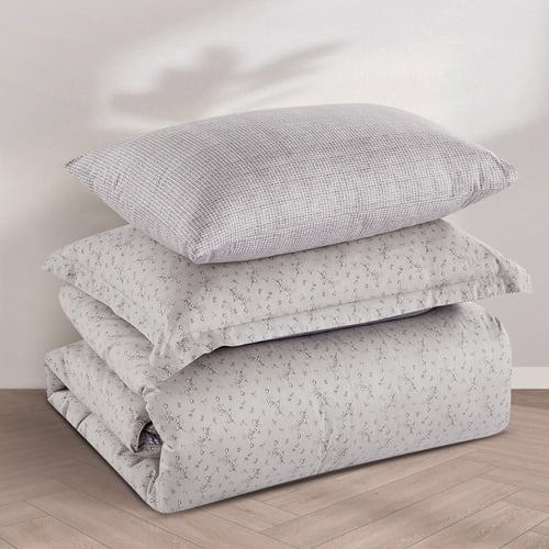 مفرش قطن صيفي مفرد ونص ٤ قطع - نولين -رمادي