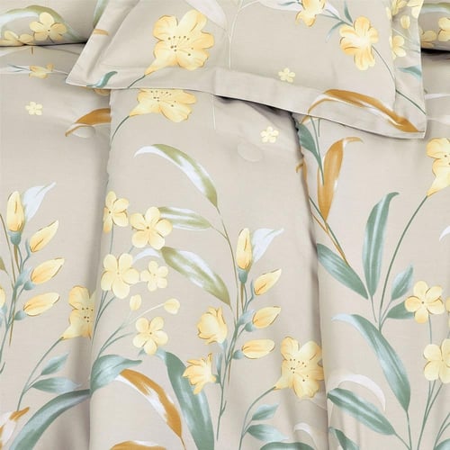 مفرش قطن صيفي مزدوج 8 قطع - افاليون -بيج