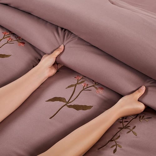 مفرش صيفي مفرد ونص مطرز فاخر 6 قطع - غراتسيا - لحم...