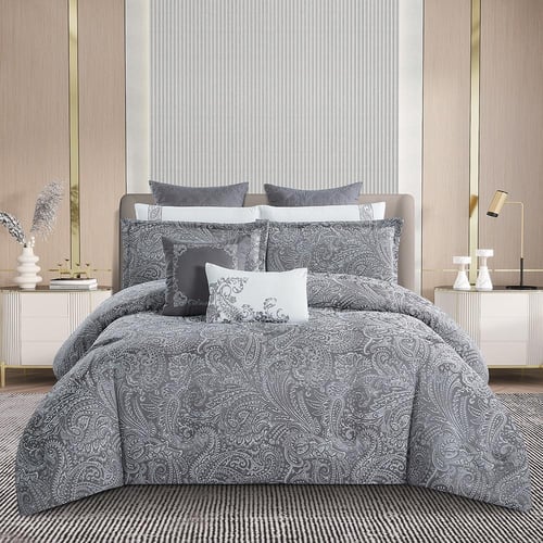 مفرش صيفي فاخر مزدوج جاكار مطرز 12 قطعة - متعدد ال...