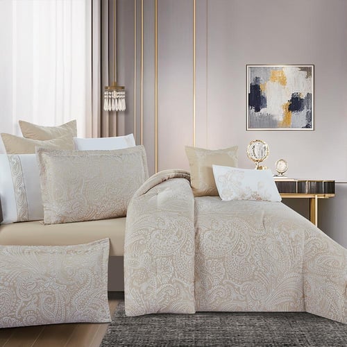 مفرش صيفي فاخر مزدوج جاكار مطرز 12 قطعة – لوتشيني...