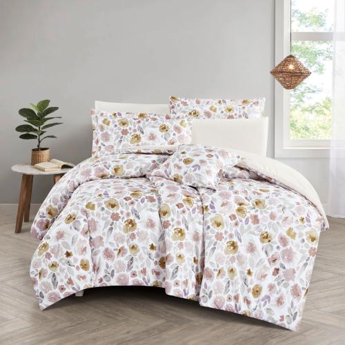 مفرش صيفي مفرد ونص وجهين 4 قطع - سيلون -ابيض - كري...