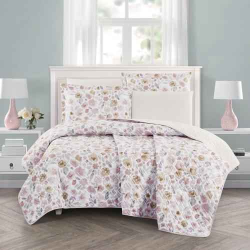 مفرش صيفي مزدوج حشوة مضغوطه 6 قطع - لونيا- ابيض -...