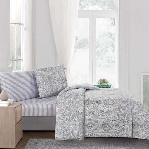 مفرش قطن صيفي مفرد ونص 4 قطع - فاليريا - كريمي - ر...