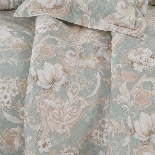 مفرش قطن صيفي مزدوج 8 قطع - زافيرا -اخضر - كريمي