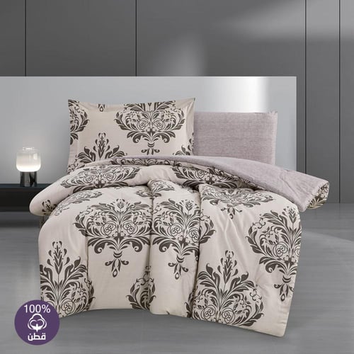 مفرش قطن صيفي مفرد ونص 4 قطع - فاليريا - بيج فاتح