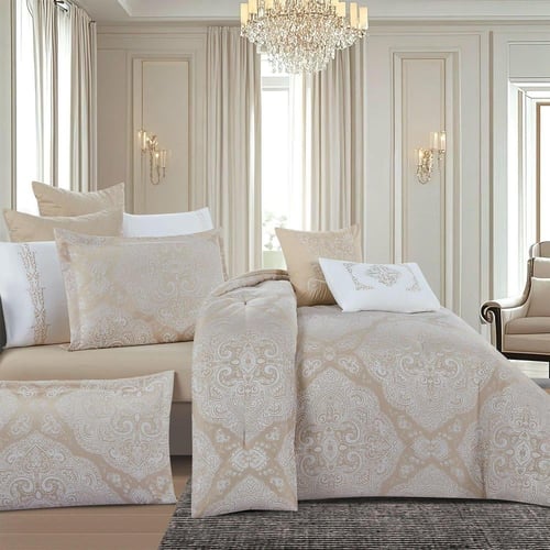 مفرش صيفي فاخر كوين جاكار مطرز 8 قطع – أورليا Aure...