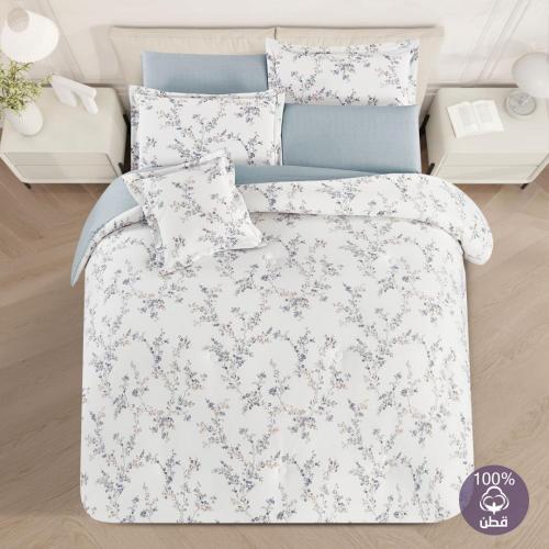 مفرش قطن صيفي مزدوج 8 قطع - زافيرا - ابيض - رمادي...