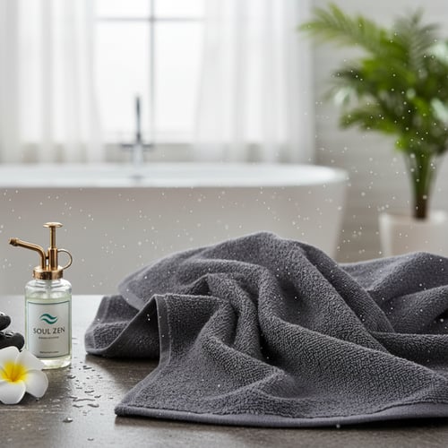 منشفة قطن - روماريسا - مقاس وسط - 70*140 - رمادي غ...