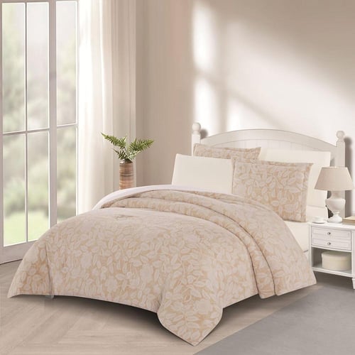 مفرش شتوي مخمل فرو مفرد ونص 4 قطع - موريل - بيج -...