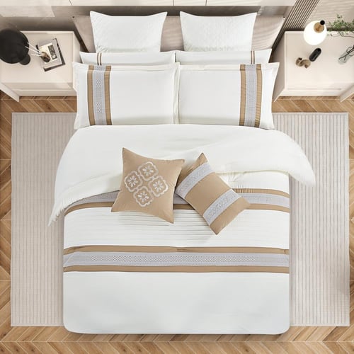 مفرش صيفي مزدوج مطرز فاخر 12 قطعة - لوسو - سكري