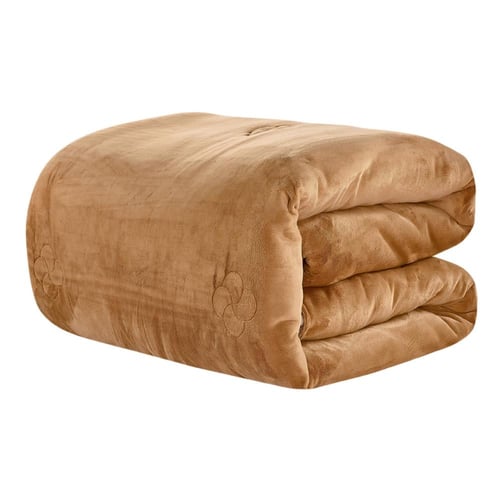 مفرش شتوي مخمل مفرد ونص 4 قطع - تالورا - أبيض - بن...