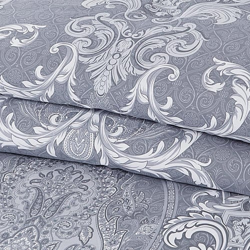 مفرش قطن صيفي مزدوج 8 قطع - افاليون -رمادي - رصاصي