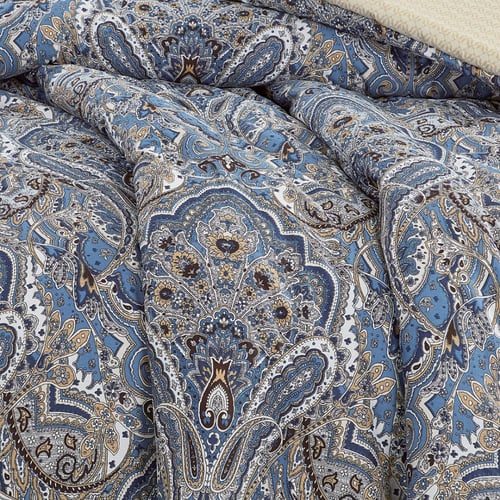 مفرش قطن صيفي مفرد ونص 4 قطع - فاليريا - ازرق غامق...