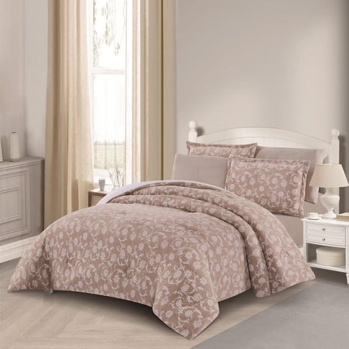 مفرش شتوي مزدوج مخمل فرو 6 قطع - اورنيلا - بيج غام...