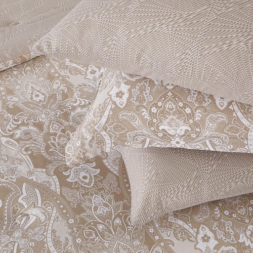 مفرش قطن صيفي مزدوج 8 قطع - افاليون -بيج