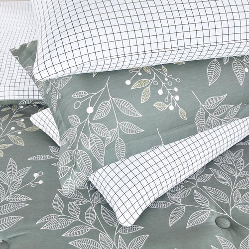 مفرش قطن صيفي مزدوج 8 قطع - افاليون - رمادي غامق -...