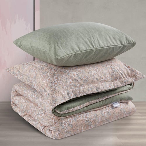 مفرش صيفي مفرد ونص 4 قطع - ليتون -بيج - اخضر