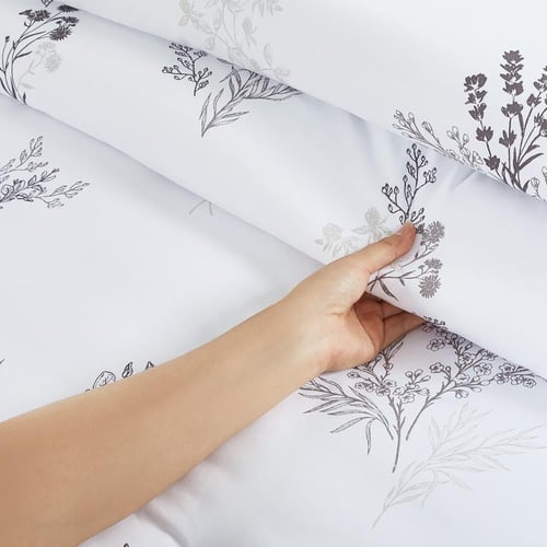 مفرش صيفي مزدوج وجهين ٧ قطع - اوركا - ابيض - رمادي