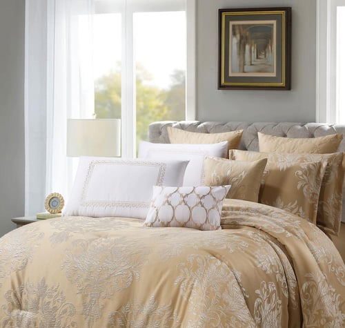 مفرش صيفي فاخر مزدوج جاكار مطرز 12 قطعة – كاسيانا...