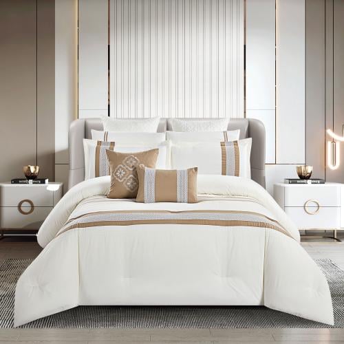 مفرش صيفي مزدوج مطرز فاخر 12 قطعة - لوسو - سكري