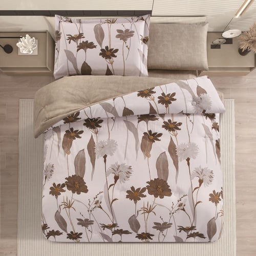 مفرش صيفي مفرد ونص 4 قطع - ليتون -سكري - بيج غامق