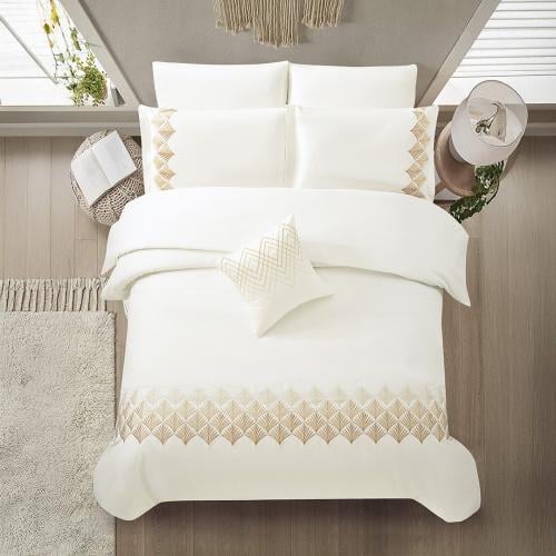 مفرش قطن مطرز حشوة متحركة صيفي مزدوج 9 قطع - لينوف...