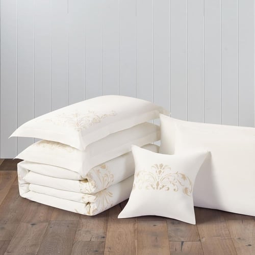 مفرش قطن مطرز حشوة متحركة صيفي مزدوج 9 قطع - لينوف...