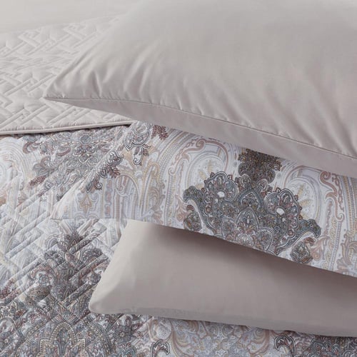 مفرش صيفي مزدوج حشوة مضغوطه 6 قطع - لونيا - كريمي...