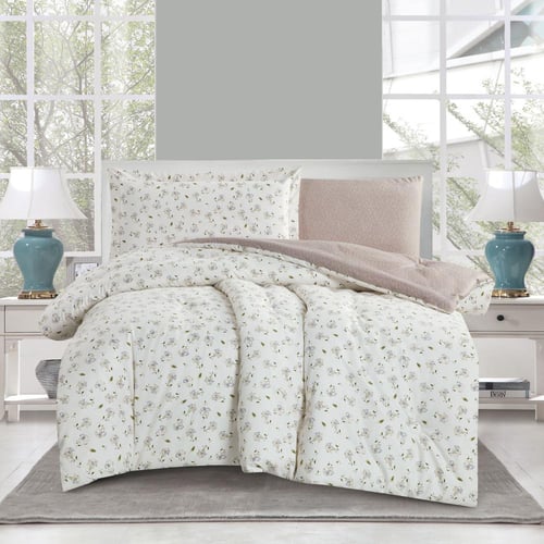 مفرش صيفي مفرد ونص 4 قطع - ليتون - أبيض - لحمي