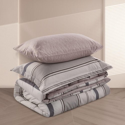 مفرش صيفي مفرد ونص 4 قطع - ليتون - بيج فاتح - بيج...